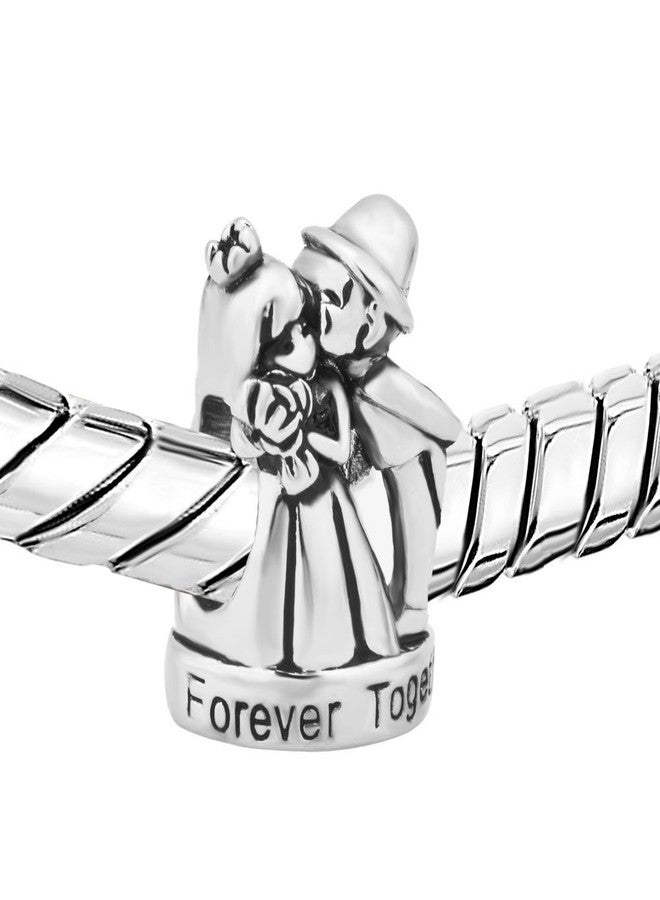 MiiFort Groom Bride Wedding Charm fits Pandora Bracelets Together Forever Wife Husband Women Anniversary Couple Valentine Christmas Birthday - Image 3