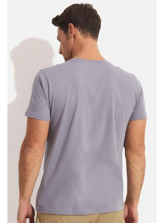 جون June Men Regular Fit Printed Crew Neck Tshirt Grey