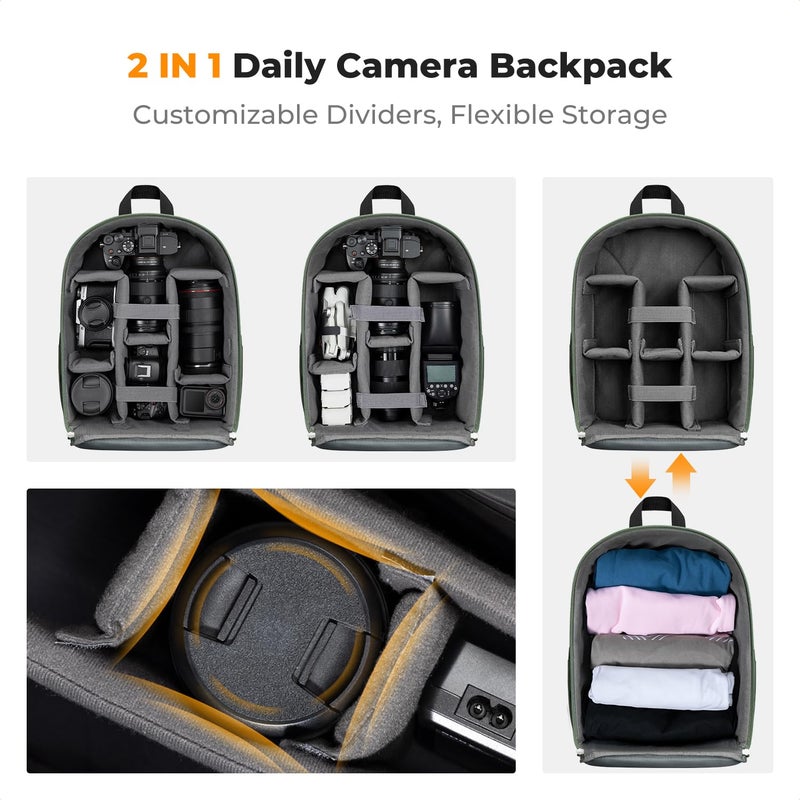 K&F CONCEPT Camera Bag Backpack, Professional DSLR/SLR/Mirrorless Camera Backpack, Photography Camera Case with Tripod Holder & Rain Cover Compatible with Canon/Sony/Nikon/FUJIFILM - Image 4