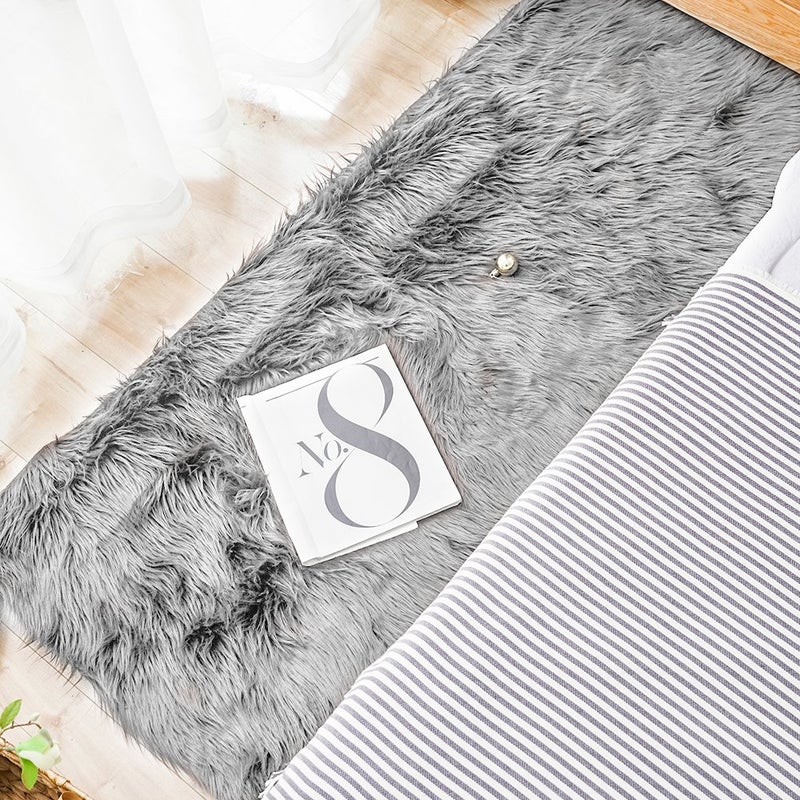 Carvapet Faux Sheepskin Area Rug 2.3 x 5 Feet Gray â€“ Soft Fluffy Shag Rug for Bedroom, Bedside, Living Room, Sofa Cover, Seat Pad - Image 2
