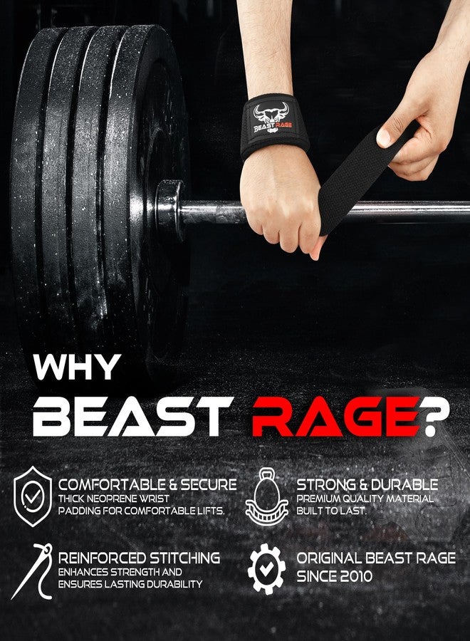 BEAST RAGE Lifting Wrist Straps for Weightlifting, Straps Gym Grip Power Workouts Lifting Straps Padded Cotton Men Women Wrap Lift, Deadlift Bodybuilding Weight Lifting Exercise Straps (Black) - Image 5