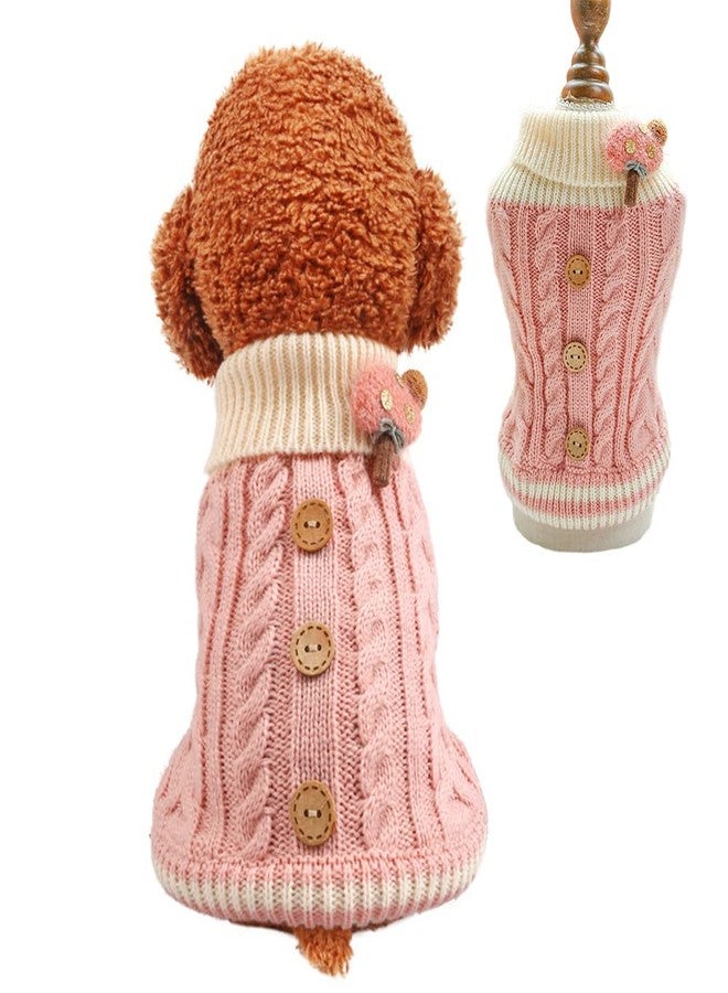 Wiz BBQT Knitted Dog Sweater for Small Dogs Cats Thick Warm Puppy Clothes Turtleneck Elastic Chihuahua Bulldog Dachshund Outfits(Small,Pink) - Image 1
