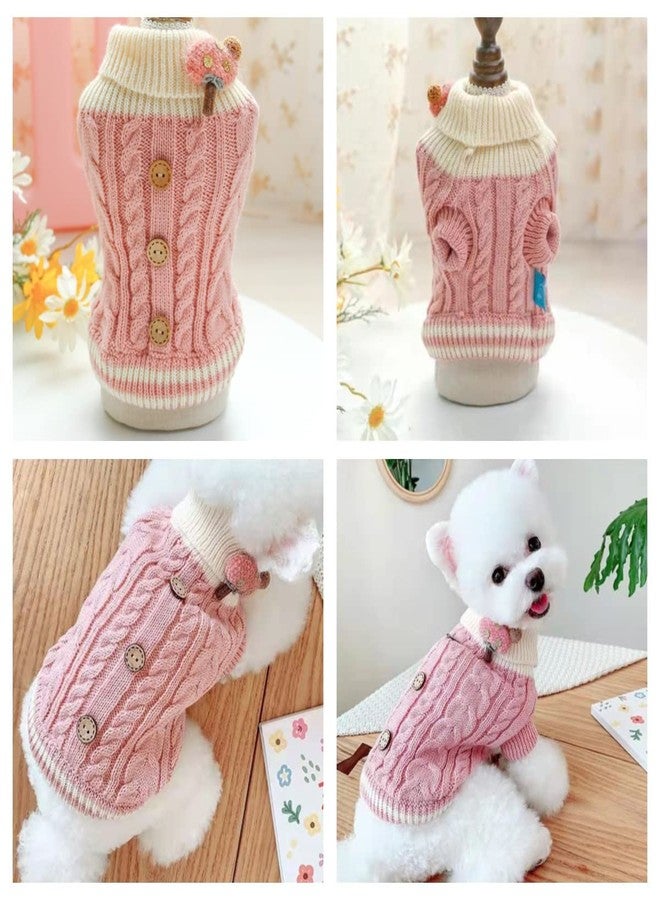 Wiz BBQT Knitted Dog Sweater for Small Dogs Cats Thick Warm Puppy Clothes Turtleneck Elastic Chihuahua Bulldog Dachshund Outfits(Small,Pink) - Image 2