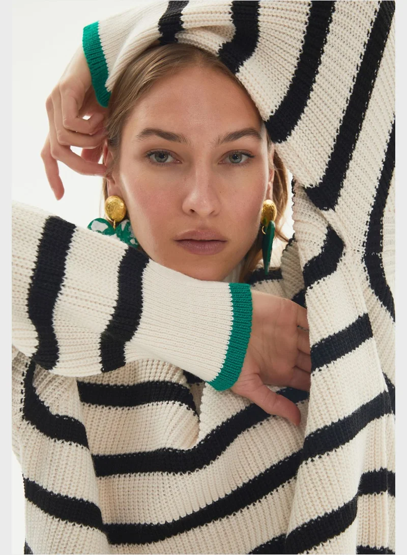 JUNE Turtleneck Color Block Sweater