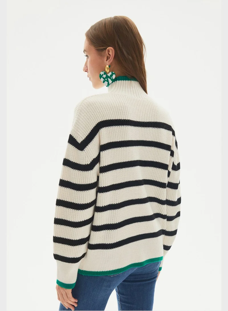 JUNE Turtleneck Color Block Sweater