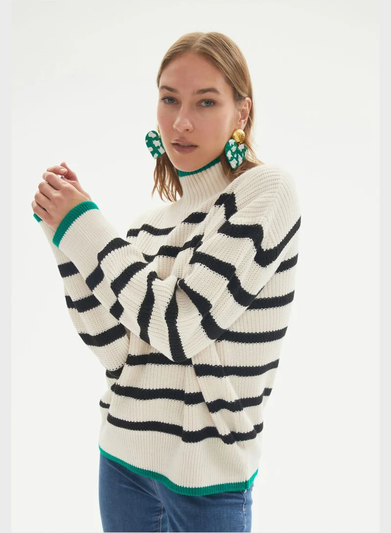 JUNE Turtleneck Color Block Sweater