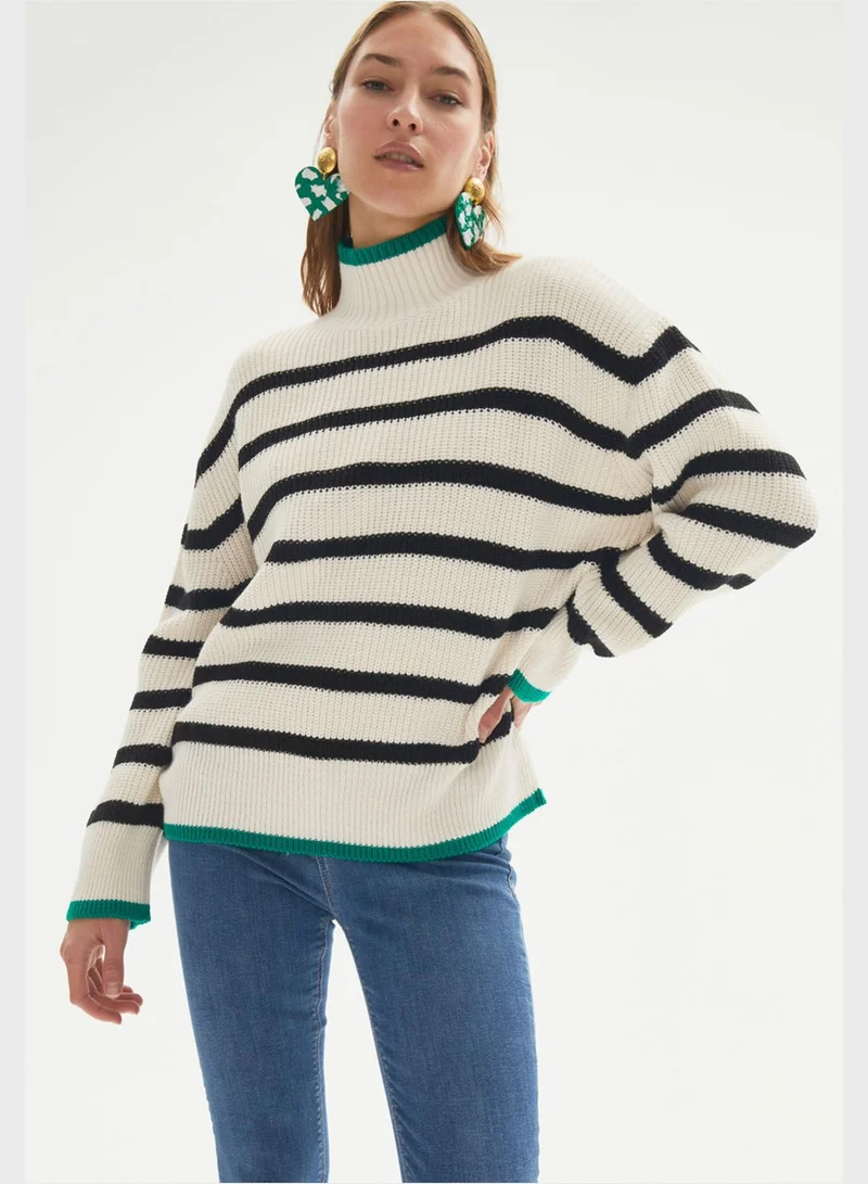 JUNE Turtleneck Color Block Sweater