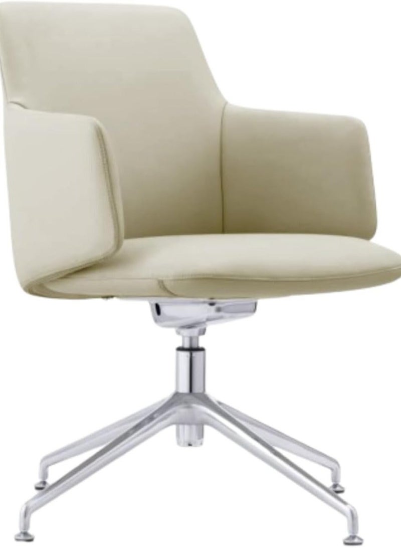 NEO FRONT FURNITURE Meeting Chair Premium Beige Leather - Stylish PU Reclining Office Conference Seating for Office, Hotel, and Home Use (1) - Image 1