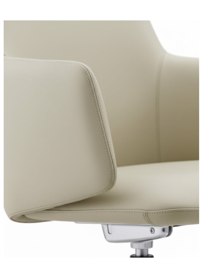 NEO FRONT FURNITURE Meeting Chair Premium Beige Leather - Stylish PU Reclining Office Conference Seating for Office, Hotel, and Home Use (1) - Image 5