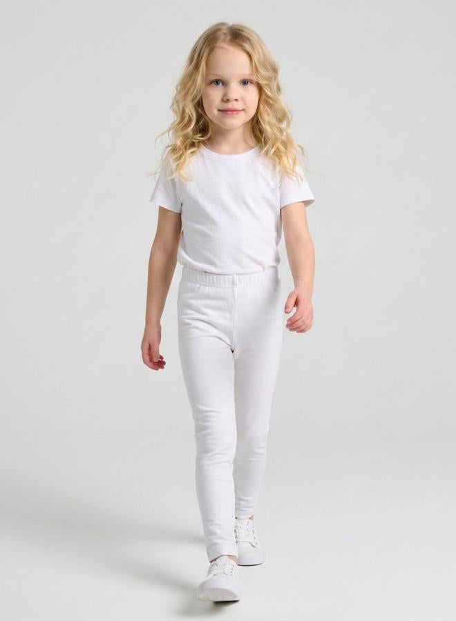 Take Two Girls White Solid Full Length Leggings By Juniorloom - Image 4