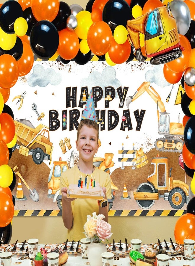 Lecheme Construction Birthday Party Supplies 251 PCS Construction Birthday Banner Balloons Plates Napkins Cups Tablecloth Set for Kids Dump Truck Excavator Party Decorations - Image 4