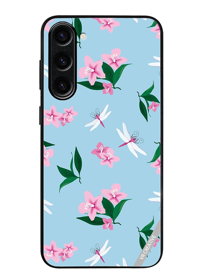 VR CREATIVE Protective Case Cover For Samsung Galaxy S24 Dragonfly And Flowers Design Multicolour - Image 1