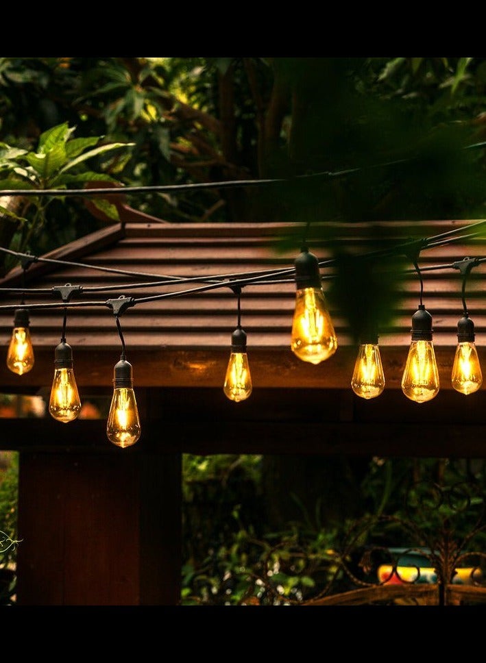 MODI Vintage Warm White LED String Light Set – 10M Cable with 20 Bulb Holders + 20 Edison-Style LED Bulbs – Indoor & Outdoor Decorative Lighting - Image 2
