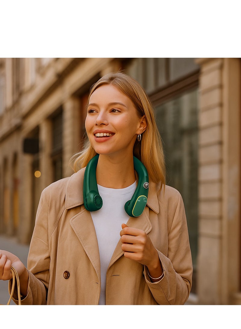 واي آند دي مروحة الرقبة الصغيرة المحمولة الجديدة عديمة الأوراق القابلة للشحن بشاشة رقمية قابلة للشحن قابلة لإعادة الشحن في الهواء الطلق محمولة صغيرة على الرقبة - Image 3