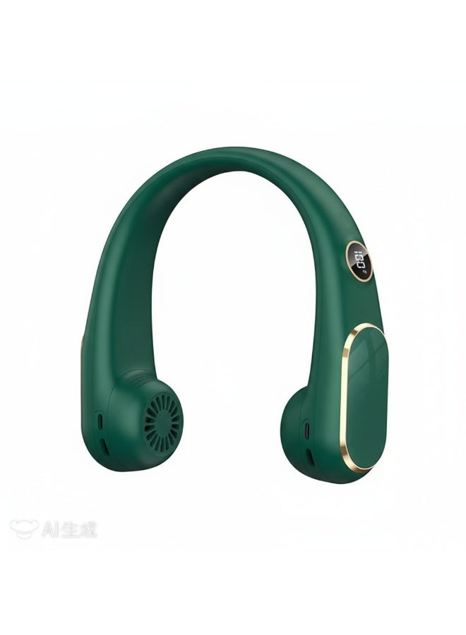 Y&D （Green）Portable 4000mAh Neck Fan Bladeless Wearable Personal Fan with 360°Cooling Airflow USB-C-type Rechargeable Personal Neck Fan Quiet Wearable Fan with 4 Wind Speed for Sports Outdoor Indoor - Image 1