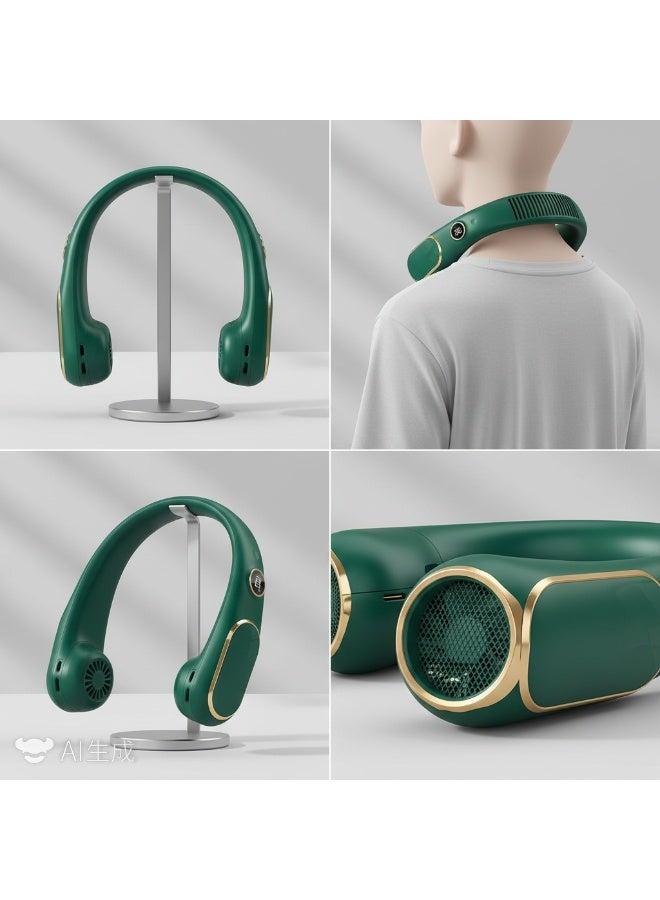 Y&D （Green）Portable 4000mAh Neck Fan Bladeless Wearable Personal Fan with 360°Cooling Airflow USB-C-type Rechargeable Personal Neck Fan Quiet Wearable Fan with 4 Wind Speed for Sports Outdoor Indoor - Image 5