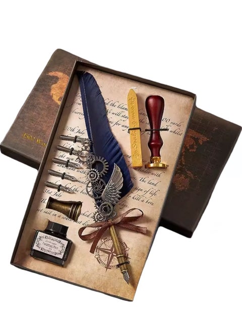 Creative And Practical, Niche High-end Gigh-value Feather Pen (Navy Blue)