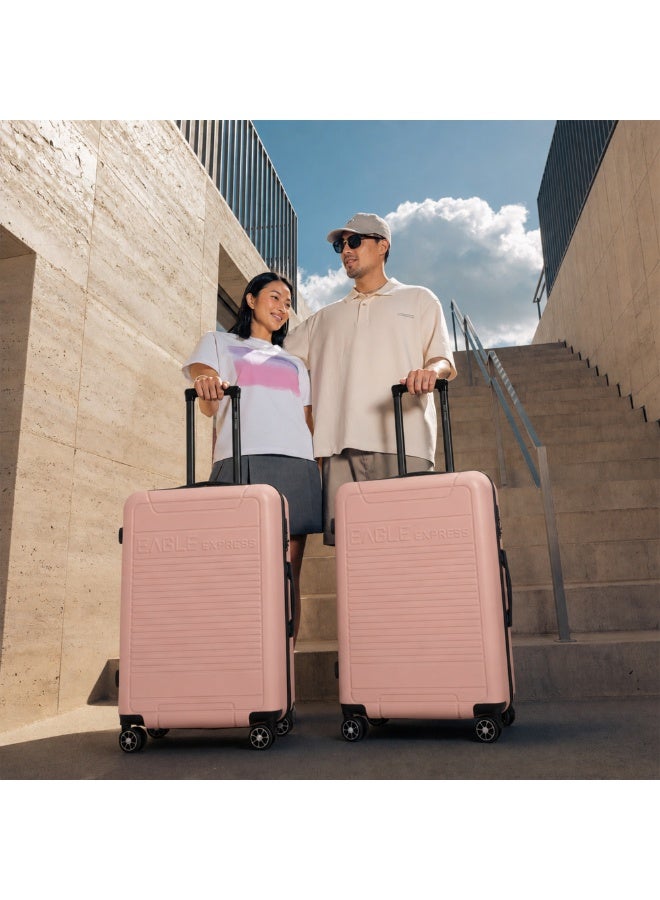 Eagle Express Defender 3 Pcs Luggage Set 20/24/28 Inch Baby Pink, ABS Hard Shell Travel Suitcase Set with Scratch Resistant Shell, Spinner Wheels, Anti-Theft Zipper, Durable Trolley Bag and 2 Year Warranty - Image 2