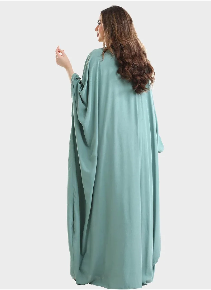 TOP TATO Emballished Mesh Detail Jalabiya