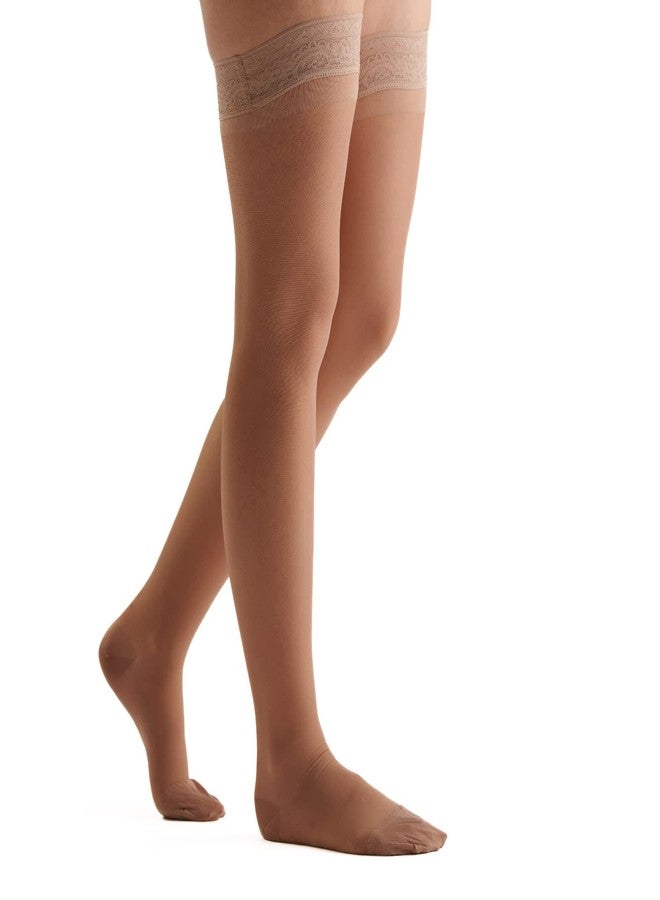 EvoNation Women’s Thigh High 8-15 mmHg Sheer Graduated Compression Stockings - Mild Pressure Compression Garment - Image 1