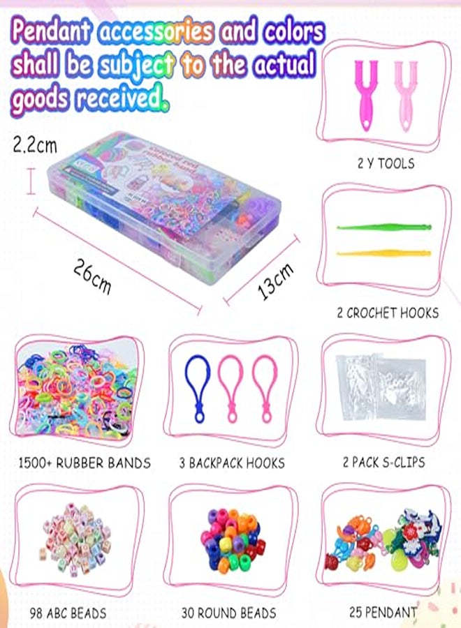 Loom Bands Kit Loom Bracelet Kit Rubber Bands Bracelet Kit Making Kit DIY 1600+ Bands Refill Set Kids Colorful Rubber Bands Kits with Storage  - Image 1