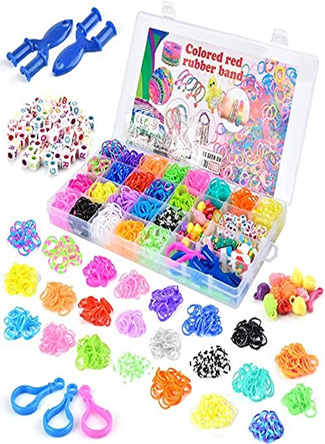 Loom Bands Kit Loom Bracelet Kit Rubber Bands Bracelet Kit Making Kit DIY 1600+ Bands Refill Set Kids Colorful Rubber Bands Kits with Storage  - Image 2