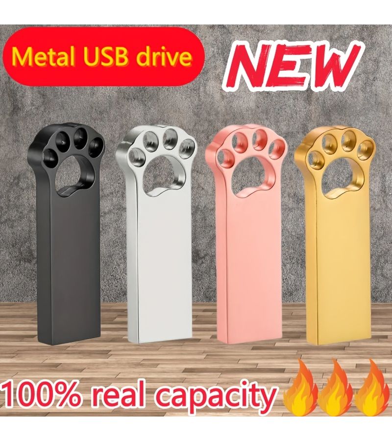 محرك أقراص USB عالي السرعة أصلي بسعة 32 جيجابايت، عصا تخزين معدنية ذهبية وردية، متوافق مع USB 2.0، محرك إبهام صغير مع حلقة مفاتيح - Image 1