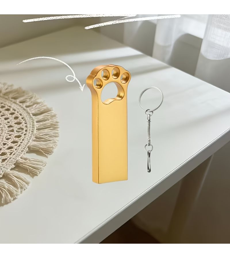 محرك أقراص USB عالي السرعة أصلي بسعة 32 جيجابايت، عصا تخزين معدنية ذهبية وردية، متوافق مع USB 2.0، محرك إبهام صغير مع حلقة مفاتيح - Image 3