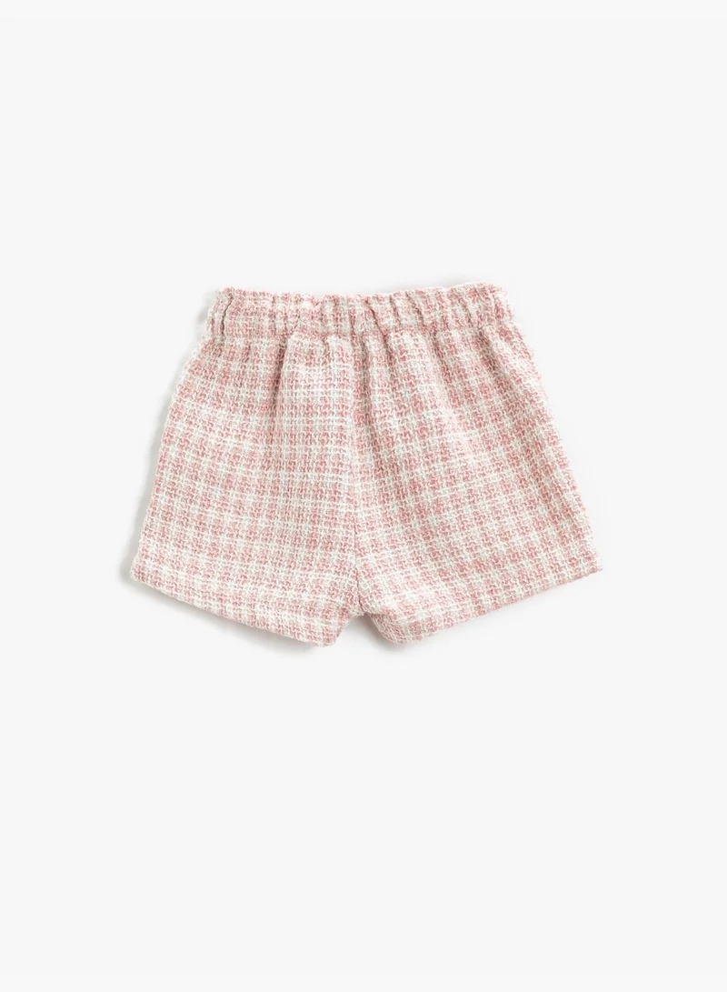 KOTON Tweed Mini Shorts Pocket Detail Elastic Waistband