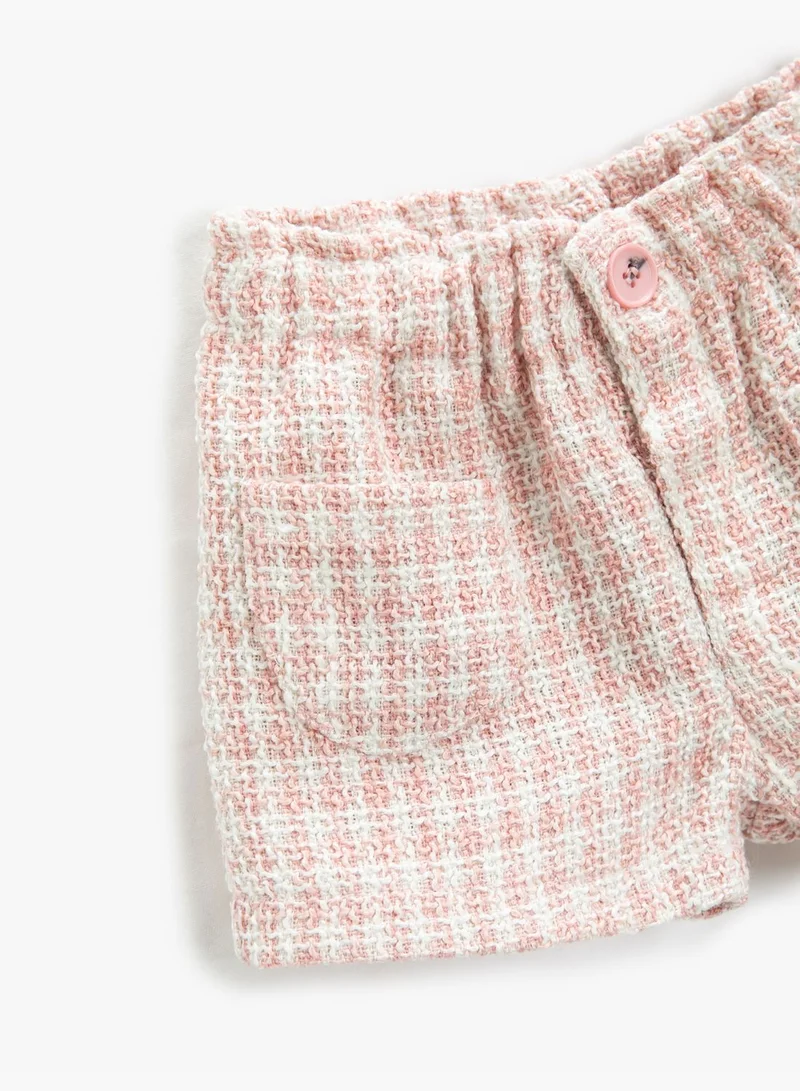 KOTON Tweed Mini Shorts Pocket Detail Elastic Waistband