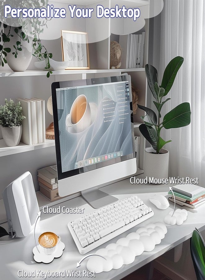 Sushret White Cloud Keyboard Wrist Rest Set - Image 2