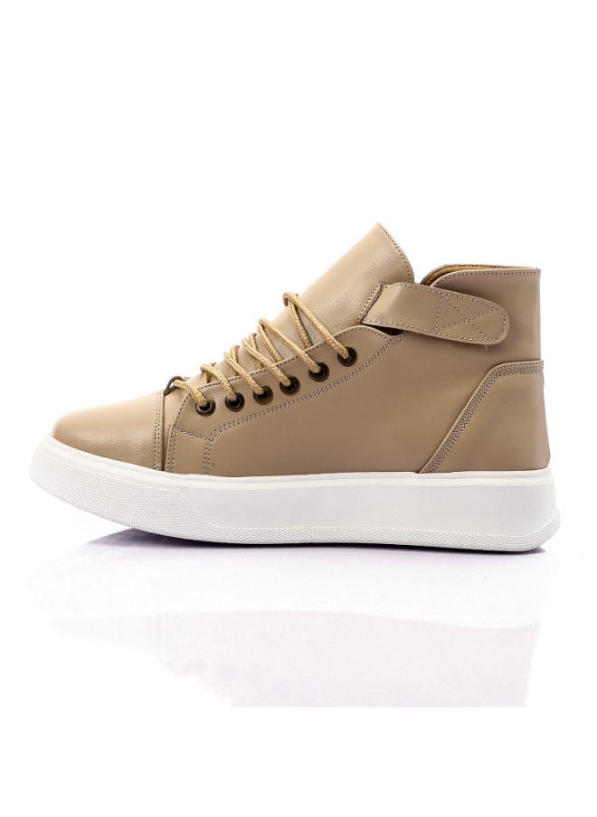 Mr.joe Double Closure High Top Plain Sneakers - Beige  - Image 4