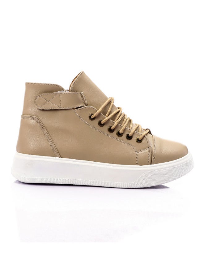 Mr.joe Double Closure High Top Plain Sneakers - Beige  - Image 2