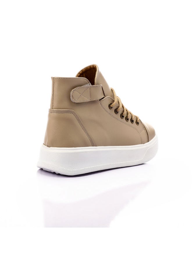 Mr.joe Double Closure High Top Plain Sneakers - Beige  - Image 3