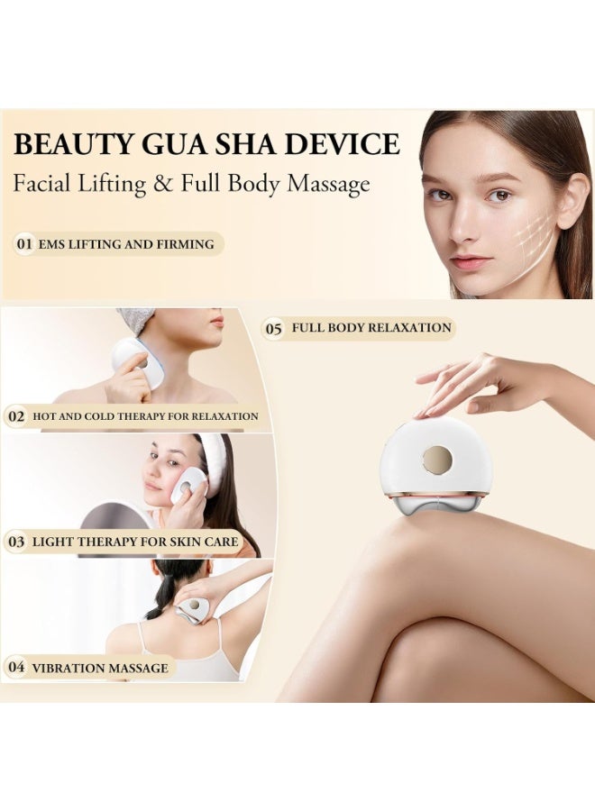 أدوات غوانشا الكهربائية للوجه، جهاز مضاد للشيخوخة مع علاج بالضوء الأزرق والبنفسجي والأحمر - جهاز تدليك بارد وساخن مع 3 مستويات شدة لتقليل التجاعيد - Image 5