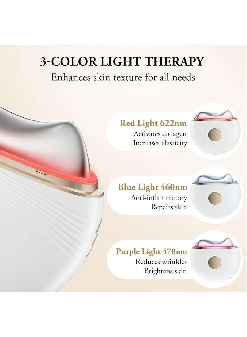 أدوات غوانشا الكهربائية للوجه، جهاز مضاد للشيخوخة مع علاج بالضوء الأزرق والبنفسجي والأحمر - جهاز تدليك بارد وساخن مع 3 مستويات شدة لتقليل التجاعيد - Image 3