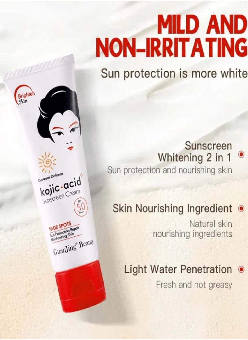 جوانجينج بيوتي - كريم واقي من الشمس بحمض الكوجيك SPF 50 مرطب  80 جم - Image 1