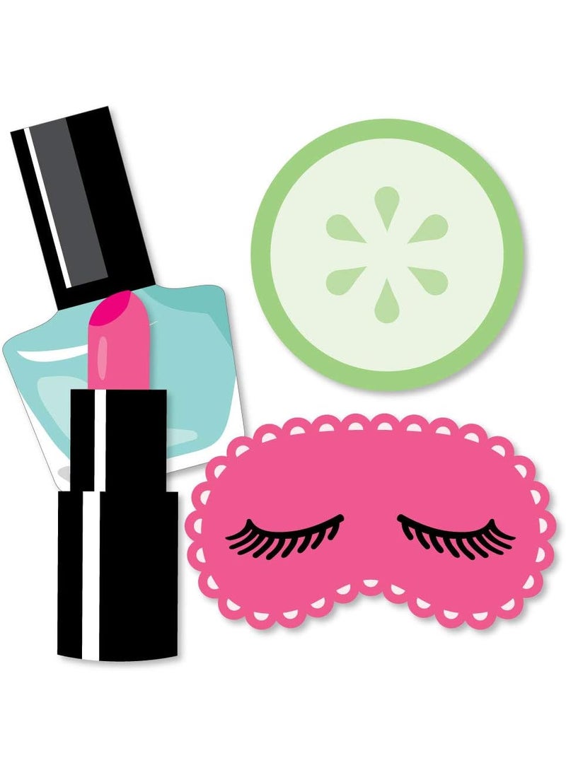 Big Dot of Happiness Big Dot of Happiness Spa Day - Eye Mask, Nail Polish, Lipstick and Cucumber Decorations DIY Girls Makeup Party Essentials - Set of 20 