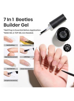 beetles Gel Polish Beetles Builder Gel 7 in 1 Clear Builder Nail Gel Set, 2Pcs 15ml Building Nail Gel for Nail Apex and Extension Strengthener Hard Gel Brush in Bottle, Led Lamp Gel Rhinestone Valentines Day Gifts  - Image 2