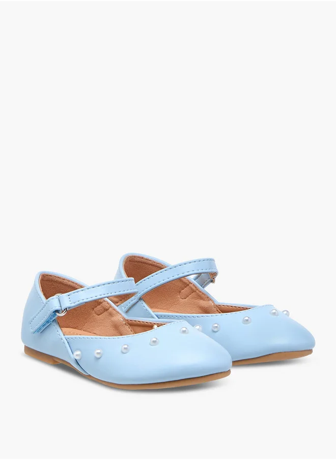 فلورا بيلا من شو إكسبرس Girls Embellished Ballerina Shoes with Hook and Loop Closure