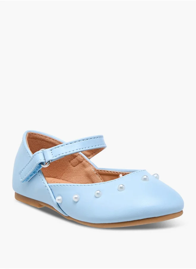 فلورا بيلا من شو إكسبرس Girls Embellished Ballerina Shoes with Hook and Loop Closure