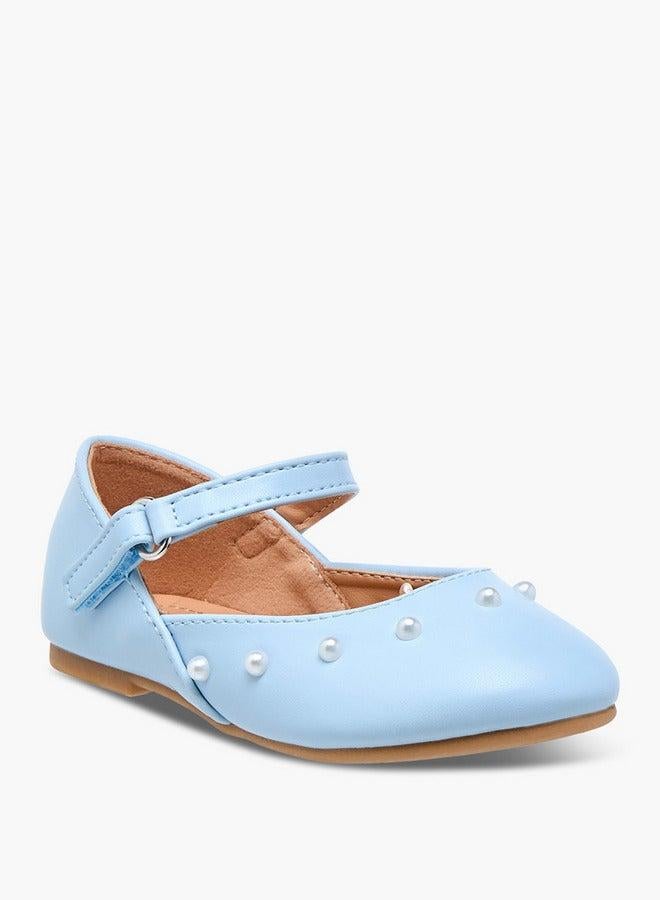 Flora Bella By Shoexpress Girls Embellished Ballerina Shoes with Hook and Loop Closure - Image 1