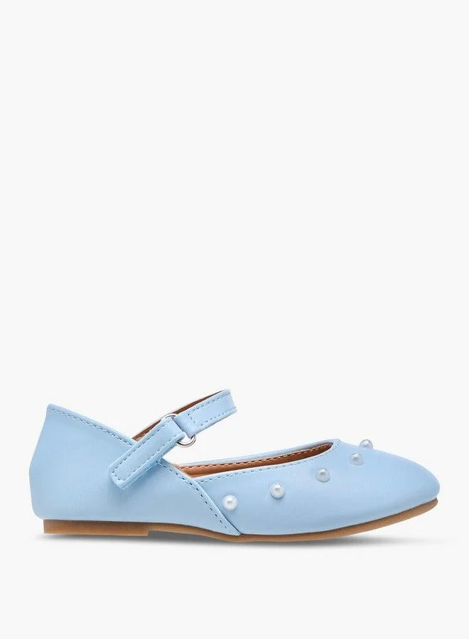 Flora Bella By Shoexpress Girls Embellished Ballerina Shoes with Hook and Loop Closure