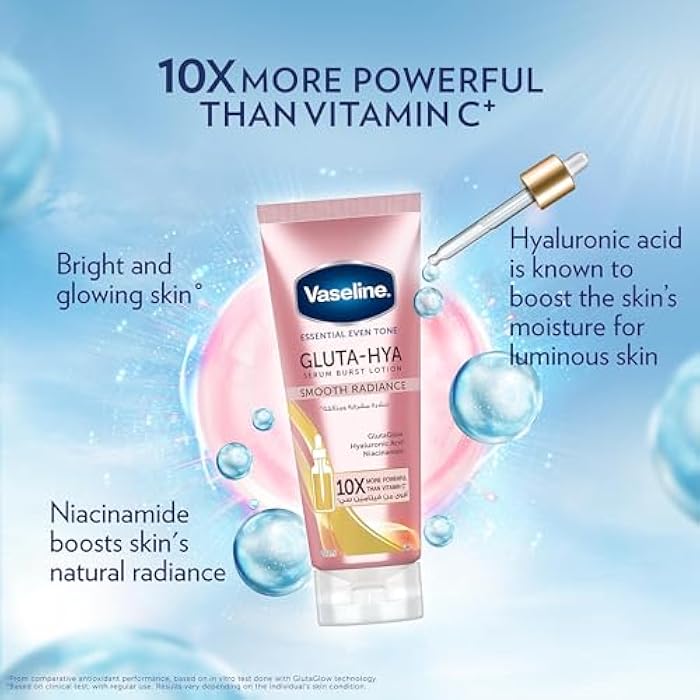 Vaseline® Gluta-Hya Smooth Radiance Serum Burst body Lotion,10x more powerful than vitamin c, for glowing & bright skin, 200ml (Pack of 2) - Image 3