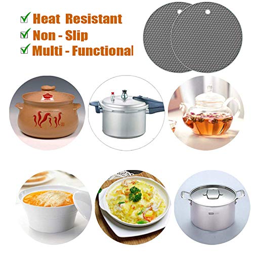 LogHog Extra Thick Silicone Trivets Heat Resistant Pot Holder and Oven Mitts,Trivets for Hot Dishes,Nonslip Insulation Honeycomb Rubber Hot Pads for Countertop,Multi-Purpose Mats,2 Pack Silicone (Gray) - Image 3