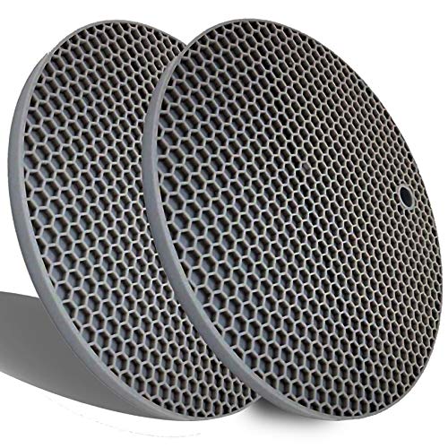 LogHog Extra Thick Silicone Trivets Heat Resistant Pot Holder and Oven Mitts,Trivets for Hot Dishes,Nonslip Insulation Honeycomb Rubber Hot Pads for Countertop,Multi-Purpose Mats,2 Pack Silicone (Gray) - Image 1
