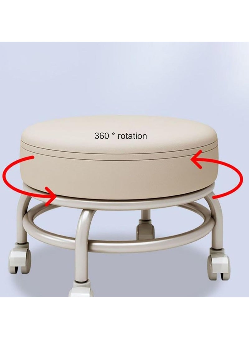 DubaiGallery Low Roller Seat PU Leather Rolling Stool with Wheels for Manicure, Mechanic,Home Office, Garage Shop Multicolor  - Image 2