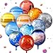 Poen 12 Pcs Space Balloons 22 Inch Large 4D Galaxy Planet Balloons World Map Globe Inflatable Earth Outer Space Party Decorations for Travel Theme Party Birthday Earth Day - Image 2