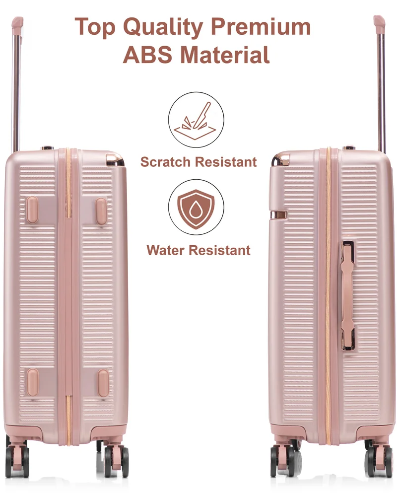 Senator Rose Gold hard case large checked luggage trolley for unisex abs lightweight 4 double wheeled suitcase with built in tsa type lock a5123 rose gold  | Best Price UAE