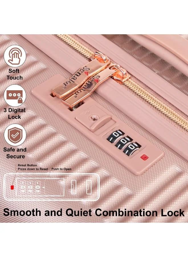 Senator Rose Gold hard case large checked luggage trolley for unisex abs lightweight 4 double wheeled suitcase with built in tsa type lock a5123 rose gold  | Best Price UAE